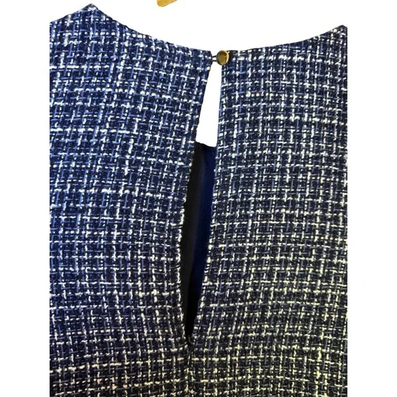 Lands End Womens Navy Blue White Tweed Sleeveless Shift Dress Petite Large 14-16 - Picture 3 of 6